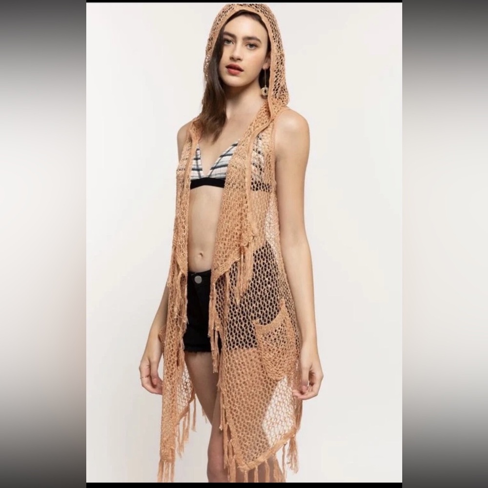 NWT POL bronze crochet hooded cardigan - Picture 2 of 7